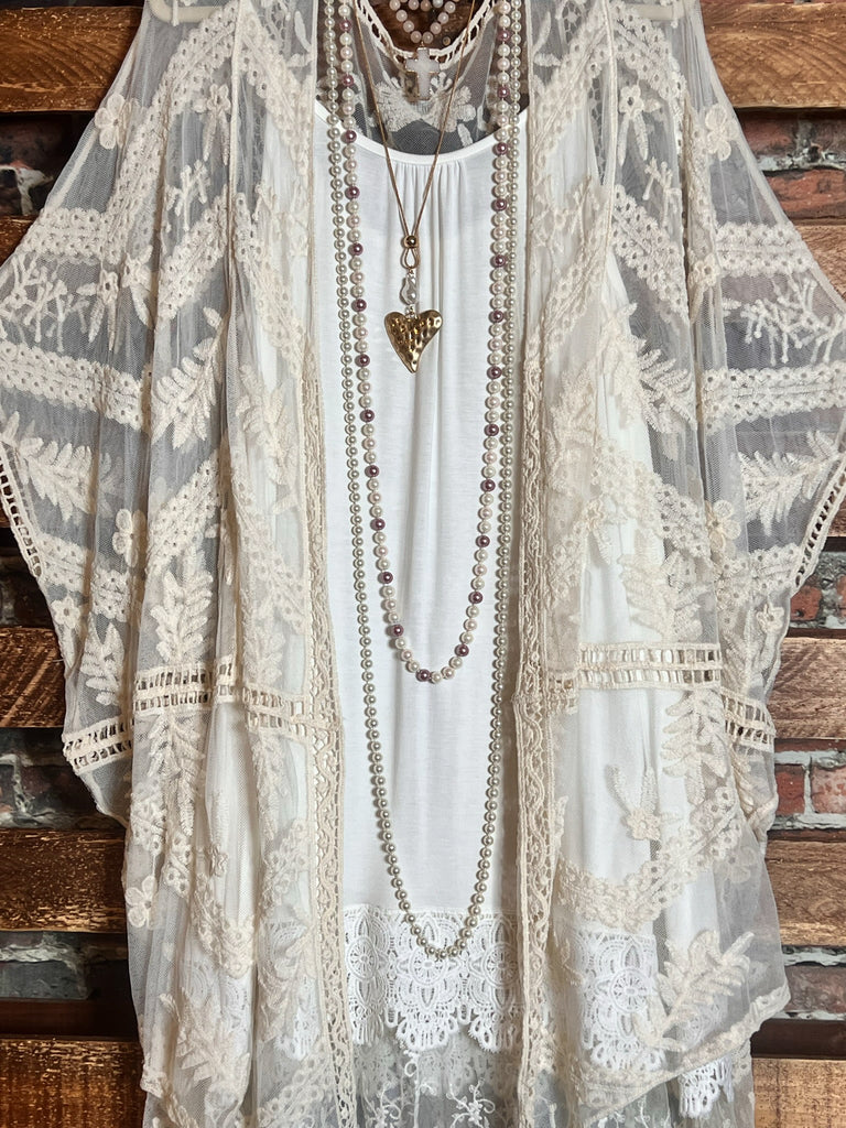 YOU'RE MY DREAM IVORY LACE OVERSIZED DUSTER KIMONO