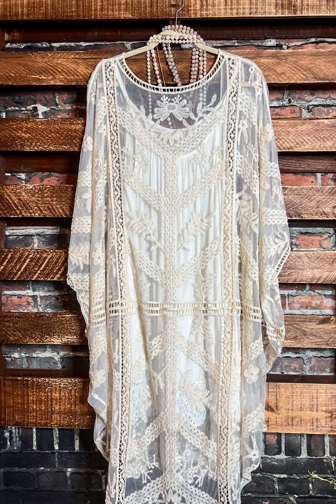 YOU'RE MY DREAM IVORY LACE OVERSIZED DUSTER KIMONO