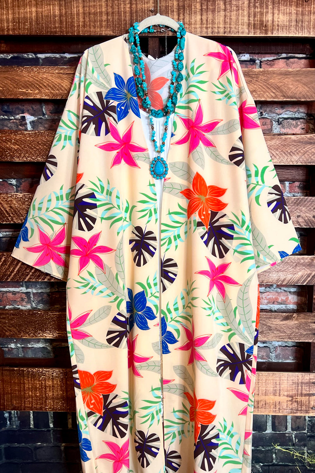 SEASIDE ESCAPE OVERSIZED FLORAL MULTI-COLOR KIMONO -------- SALE