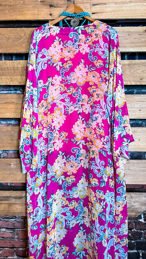 Living My Best Life Floral Pink Maxi Kimono
