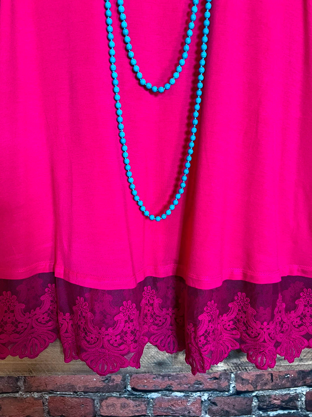 FULL OF GRACE LACE SLIP DRESS EXTENDER TOP IN ELETRIC MAGENTA
