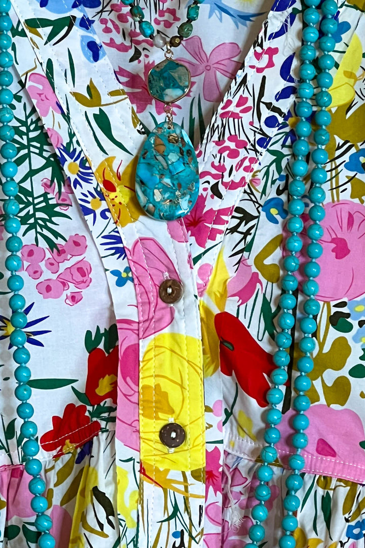 Sunny Days 100% Cotton Dress Floral Multi-Color
