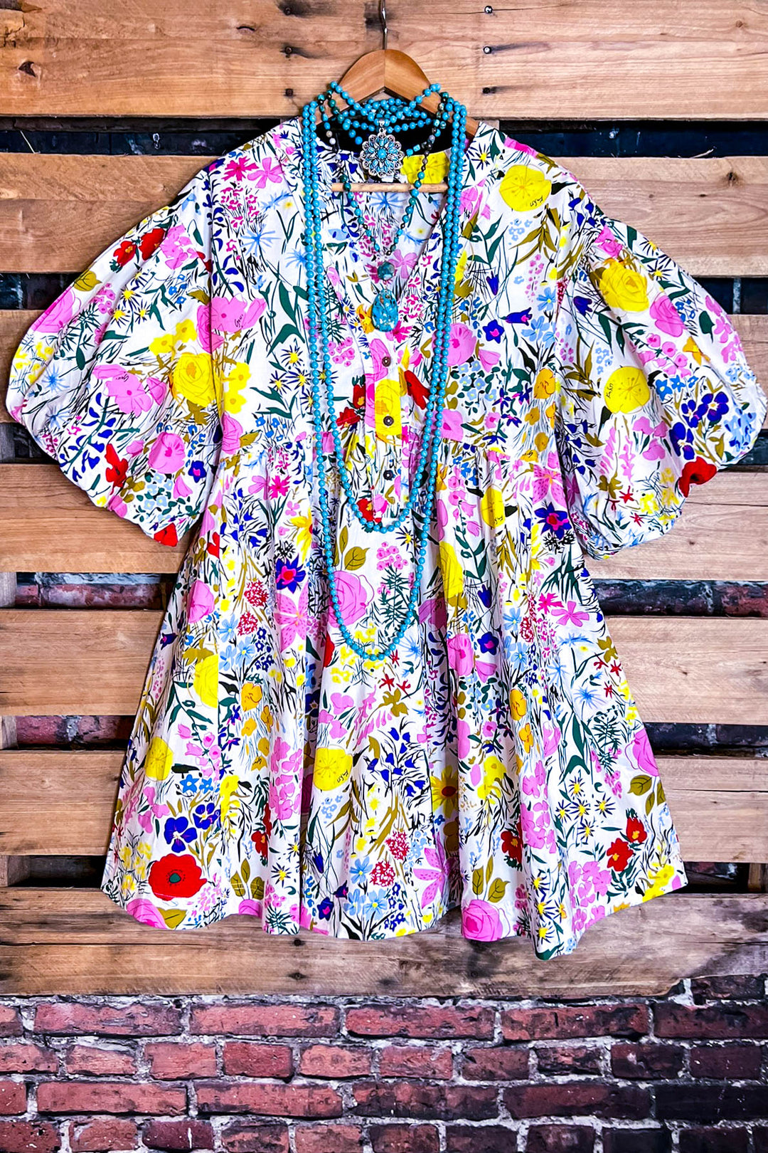 Sunny Days 100% Cotton Dress Floral Multi-Color
