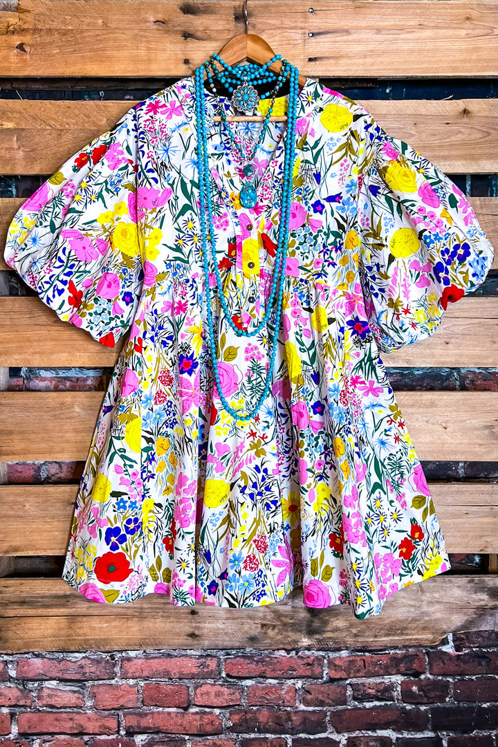 Sunny Days 100% Cotton Dress Floral Multi-Color