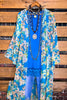 Vacation Resort  Floral Turquoise Maxi Kimono-------Sale