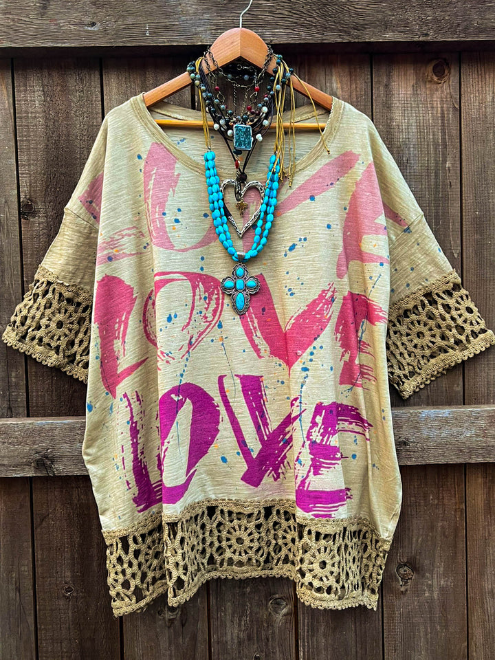 The Artesian Creation Crochet Mustard Tunic 100% Cotton - Made in USA