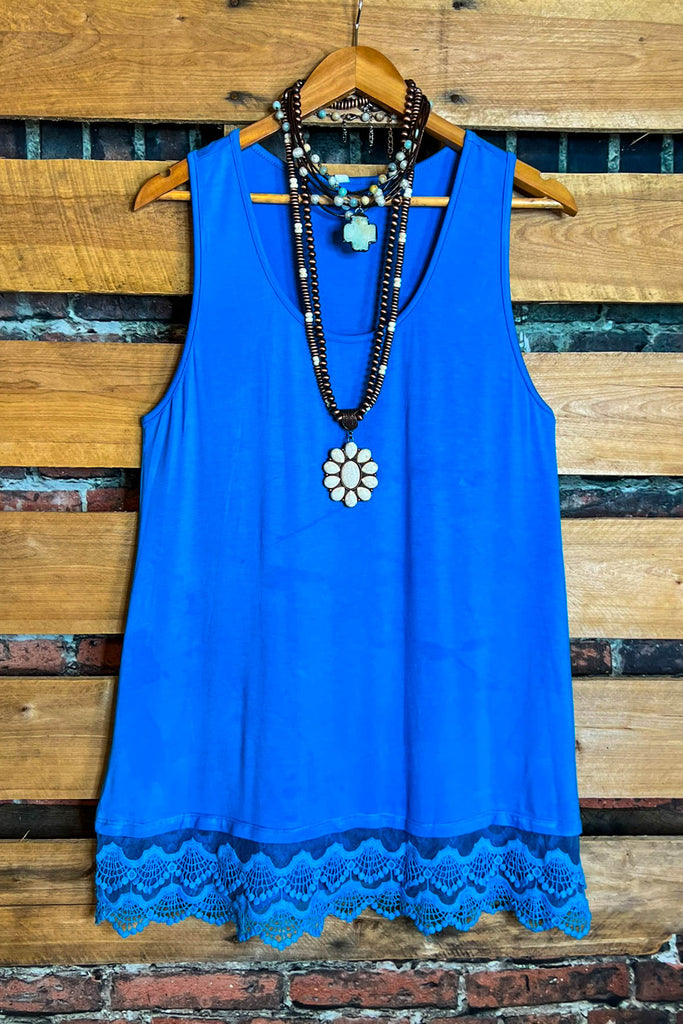 SWEETER THAN HONEY TURQUOISE LACE SLIP DRESS EXTENDER TOP