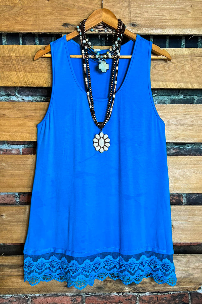 SWEETER THAN HONEY TURQUOISE LACE SLIP DRESS EXTENDER TOP