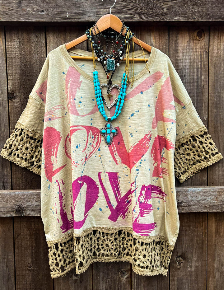 The Artesian Creation Crochet Mustard Tunic 100% Cotton - Made in USA