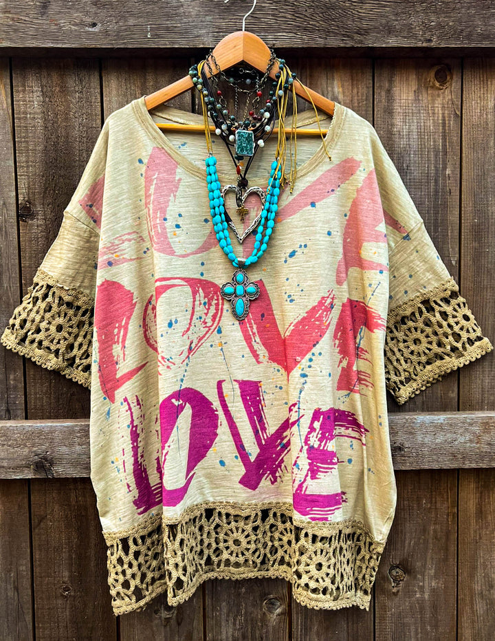 The Artesian Creation Crochet Mustard Tunic 100% Cotton - Made in USA