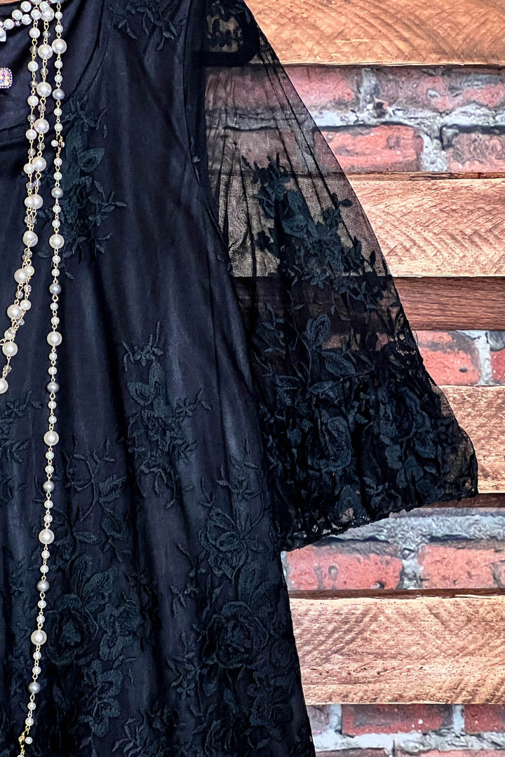 ADMIRE YOUR BEAUTY BLACK EMBROIDERED LACE DRESS