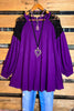 CREATIVE DREAMER LACE BLOUSE LONG SLEEVE IN PURPLE