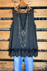 FULL OF GRACE CHARCOAL LACE SLIP DRESS EXTENDER TOP