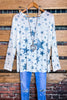 SPIRIT OF BLISS STARS BLUE DENIM MESH TOP