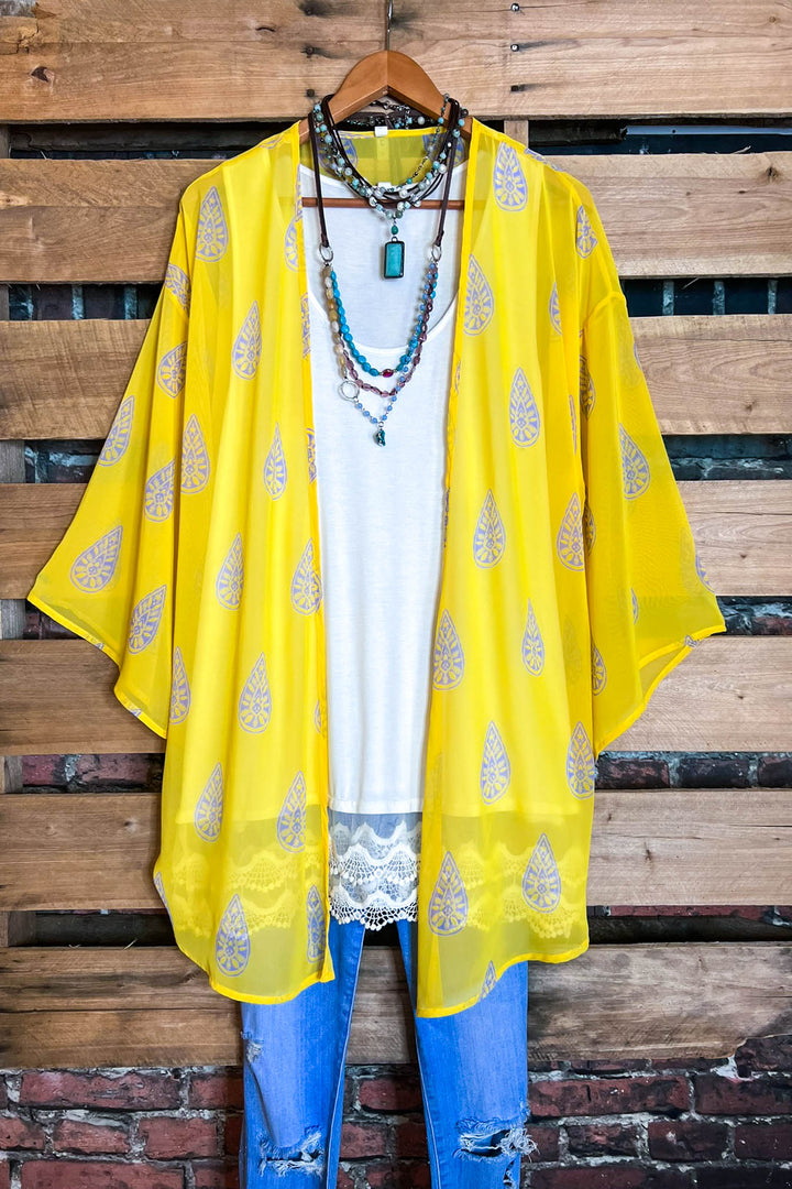 Dreaming Of Paradise Kimono in Radiant Yellow