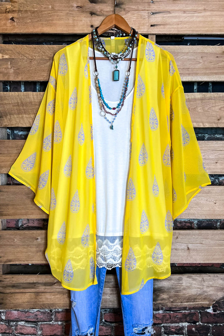 Dreaming Of Paradise Kimono in Radiant Yellow