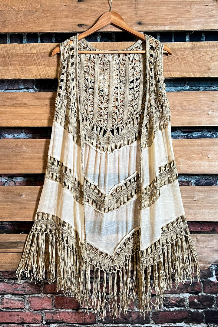 BOHO CROCHET FAB VEST IN NATURAL