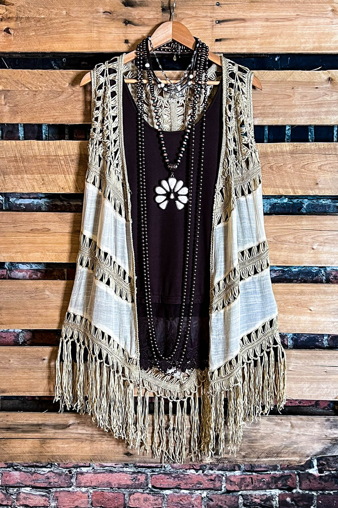 BOHO CROCHET FAB VEST IN NATURAL