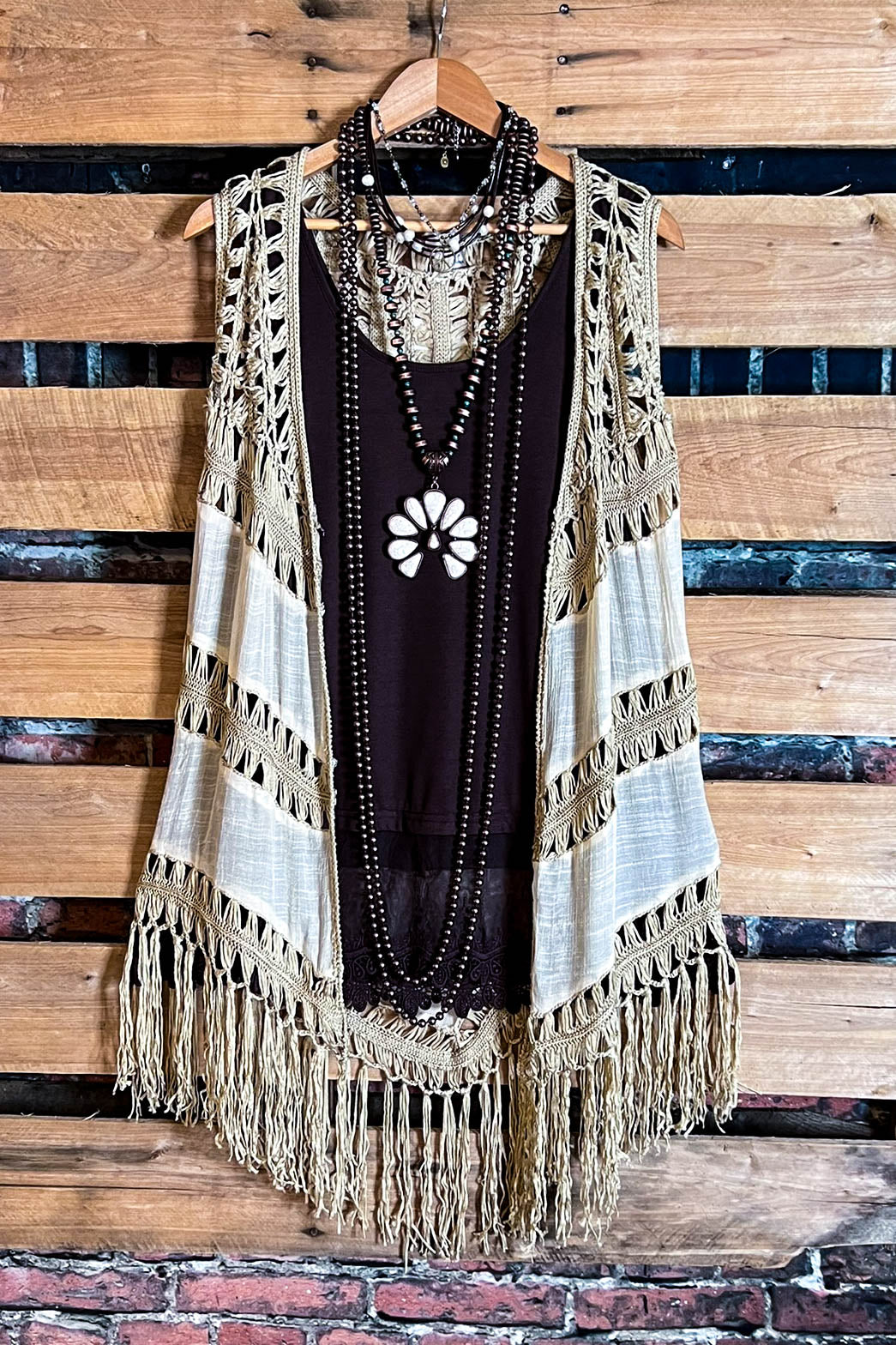 BOHO CROCHET FAB VEST IN NATURAL