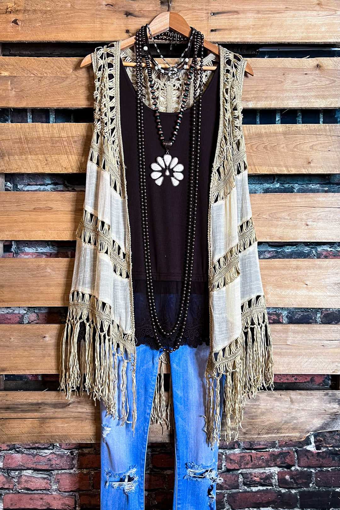 BOHO CROCHET FAB VEST IN NATURAL