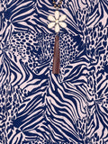NAVY & TAUPE PRINT BLOUSE--------SALE