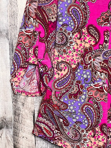 PLUS SIZE PAISLEY MAGENTA BLOUSE ------------ SALE