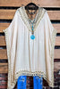 BOHO ARTISAN PEASANT TUNIC PONCHO IN BEIGE