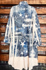 STARS ON WAY LACE JACKET OVERSIZED IN BEIGE & DENIM