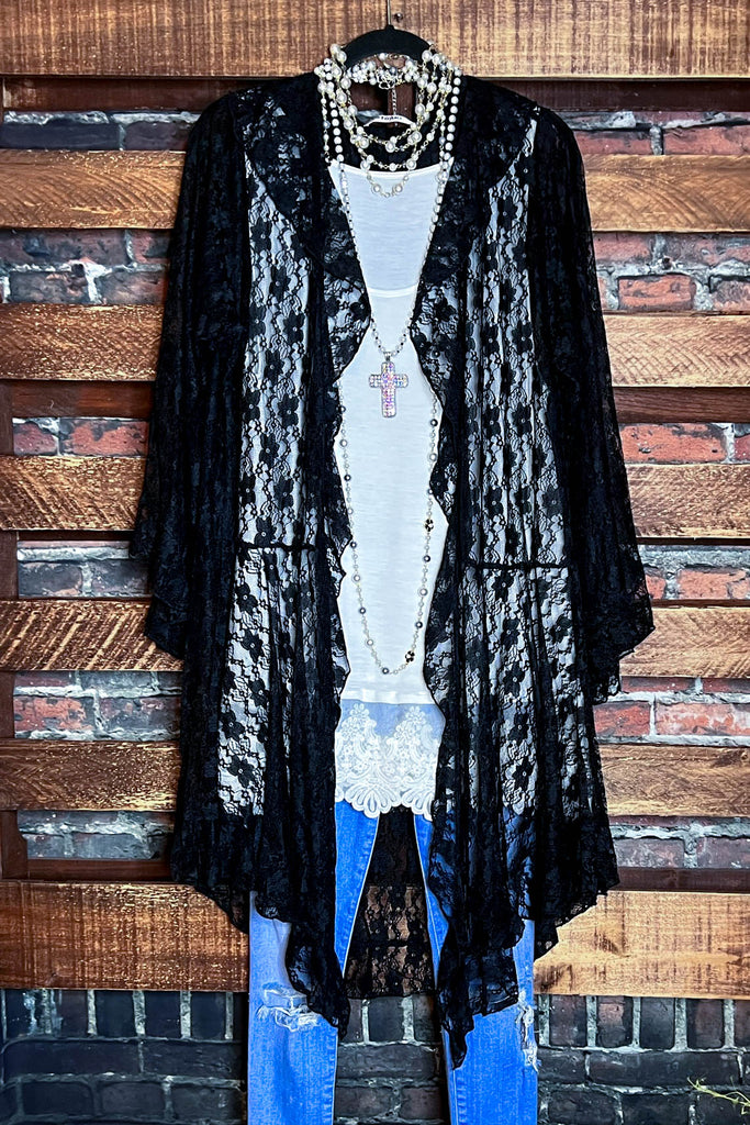 ROMANTIC NIGHT OUTBLACK LACE CARDIGAN