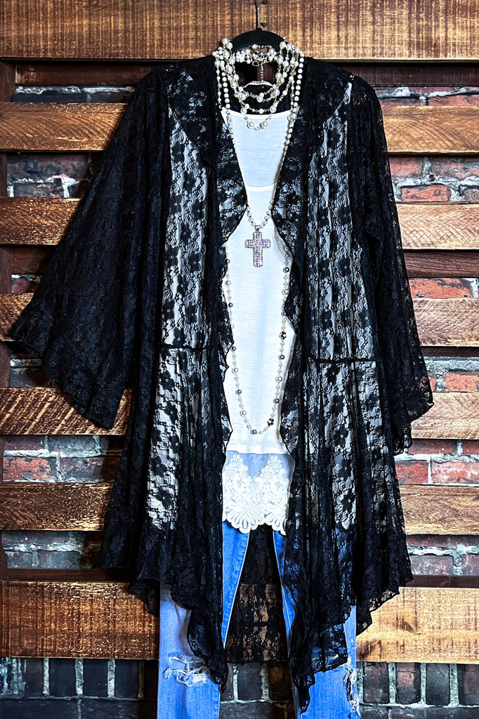 ROMANTIC NIGHT OUTBLACK LACE CARDIGAN