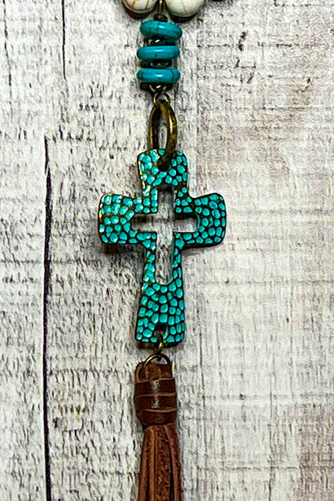 The Western Soul Patina Natural Stone Cross Necklace