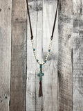 The Western Soul Patina Natural Stone Cross Necklace