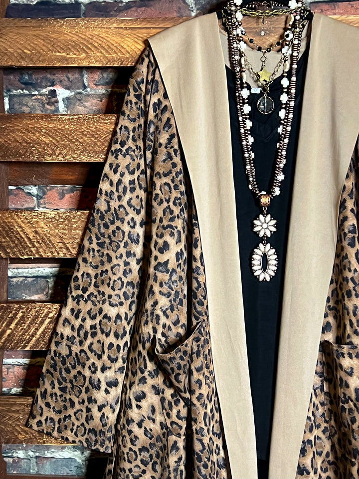 PLUS SIZE LEOPARD JACKET HOODIE PATCHED POCKETS---------SALE