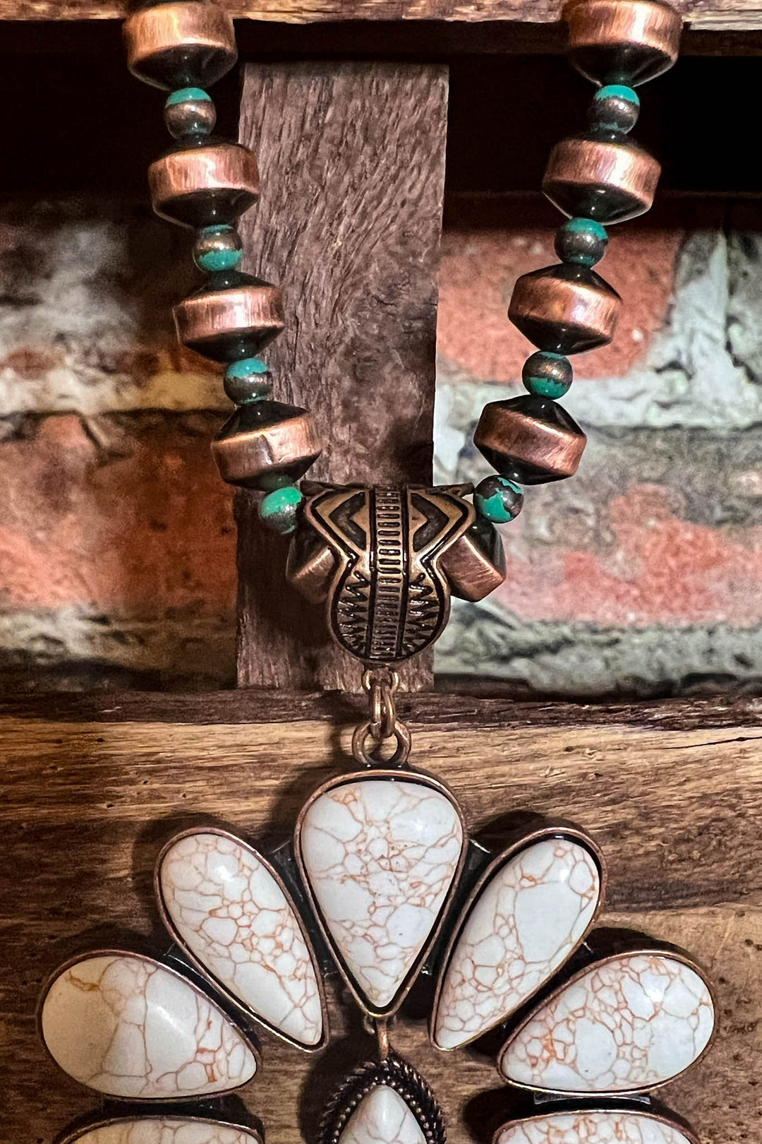 Sweet Rustic Beauty Copper & Ivory Set Necklace