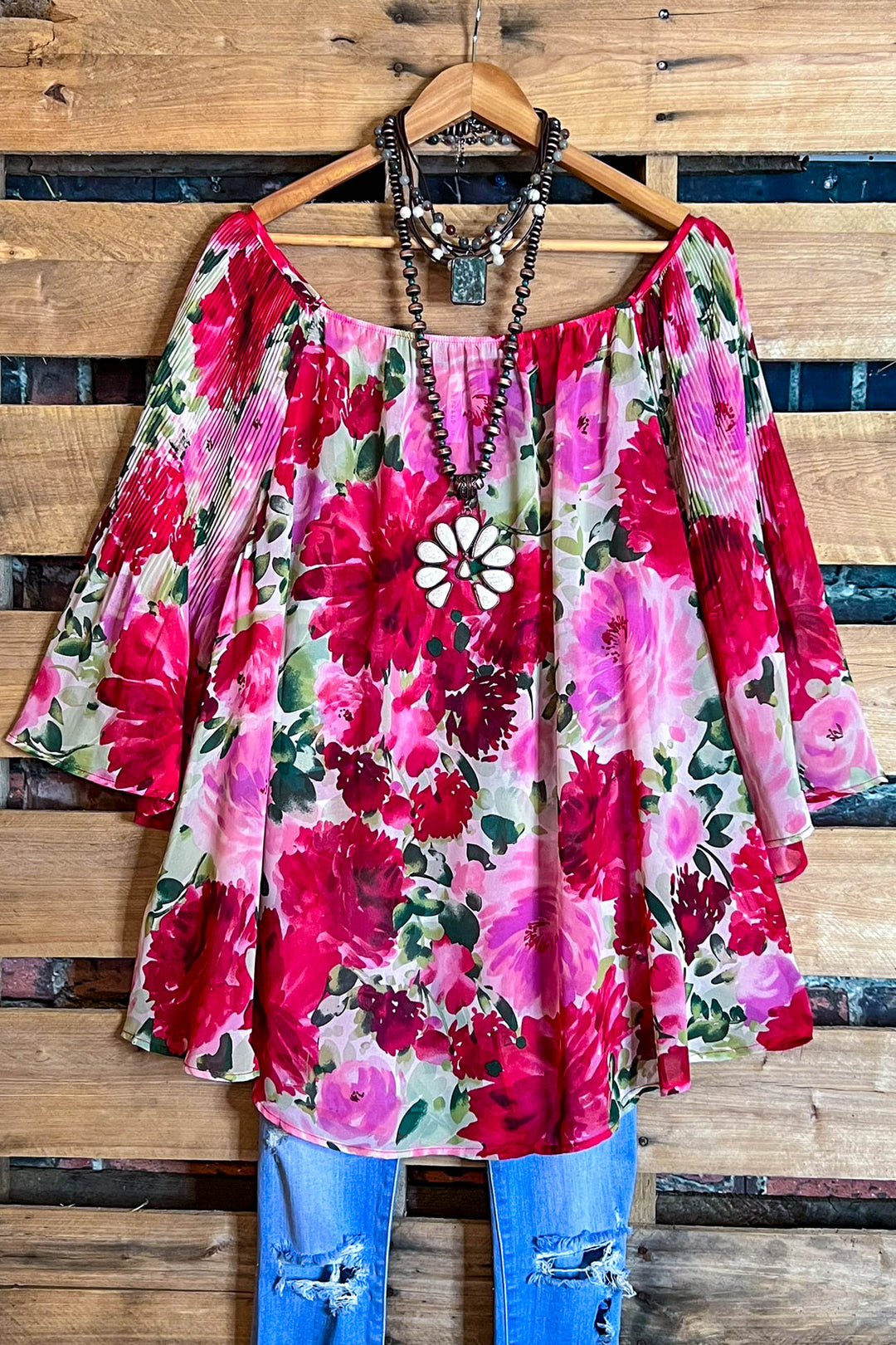 SECRETS OF THE HEART FLORAL OVERSIZED TUNIC