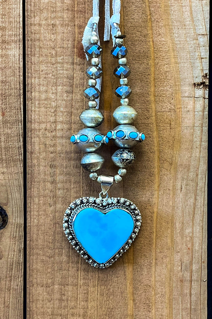 Fairytale Heart Blue Sky Natural Stone Necklace