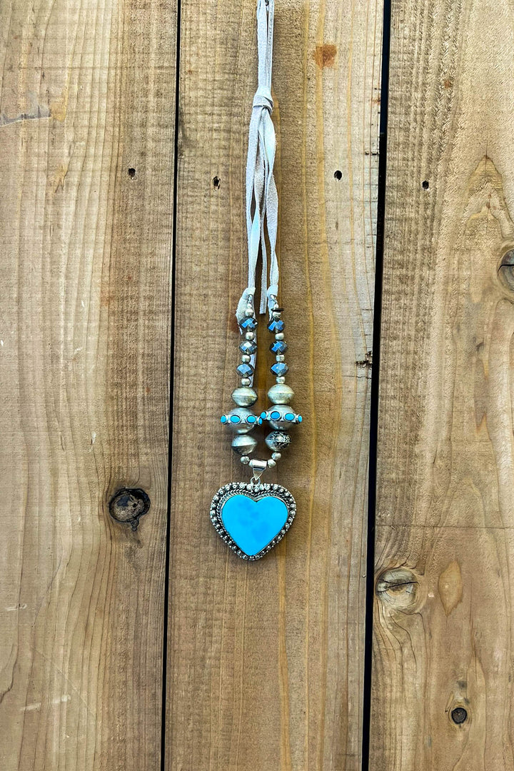 Fairytale Heart Blue Sky Natural Stone Necklace