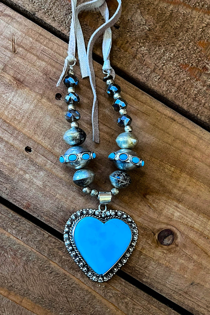 Fairytale Heart Blue Sky Natural Stone Necklace