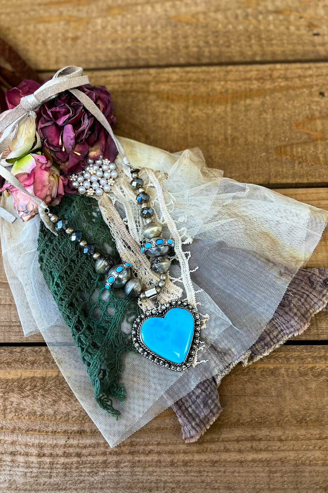 Fairytale Heart Blue Sky Natural Stone Necklace
