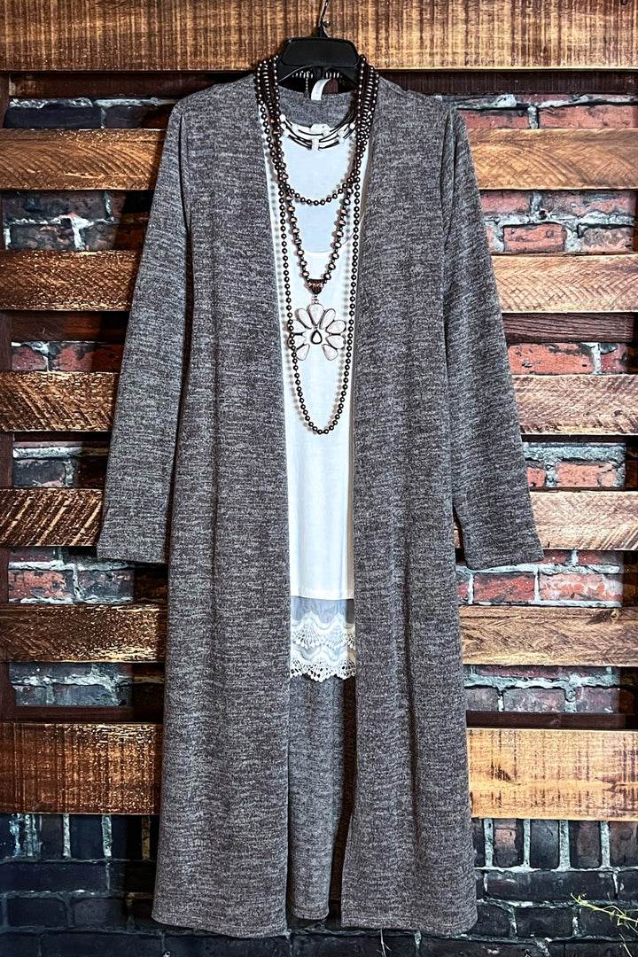 16-18 SIZE - COMFY COZY MAXI CARDIGAN IN MOCHA-------------SALE