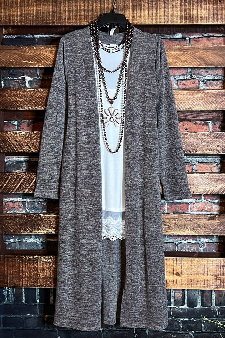 16-18 SIZE - COMFY COZY MAXI CARDIGAN IN MOCHA-------------SALE