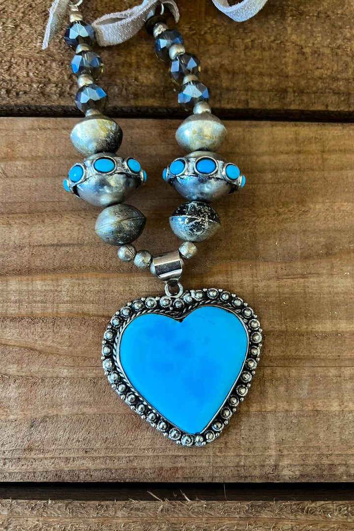 Fairytale Heart Blue Sky Natural Stone Necklace