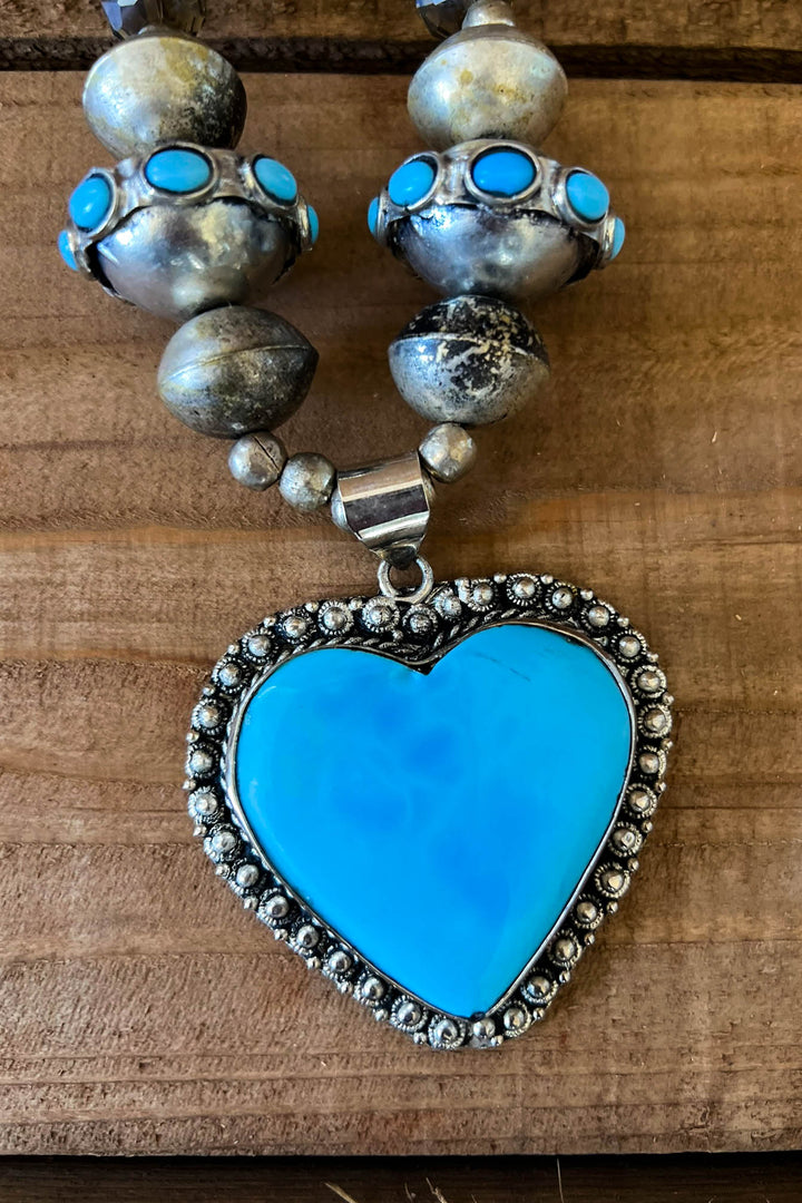 Fairytale Heart Blue Sky Natural Stone Necklace