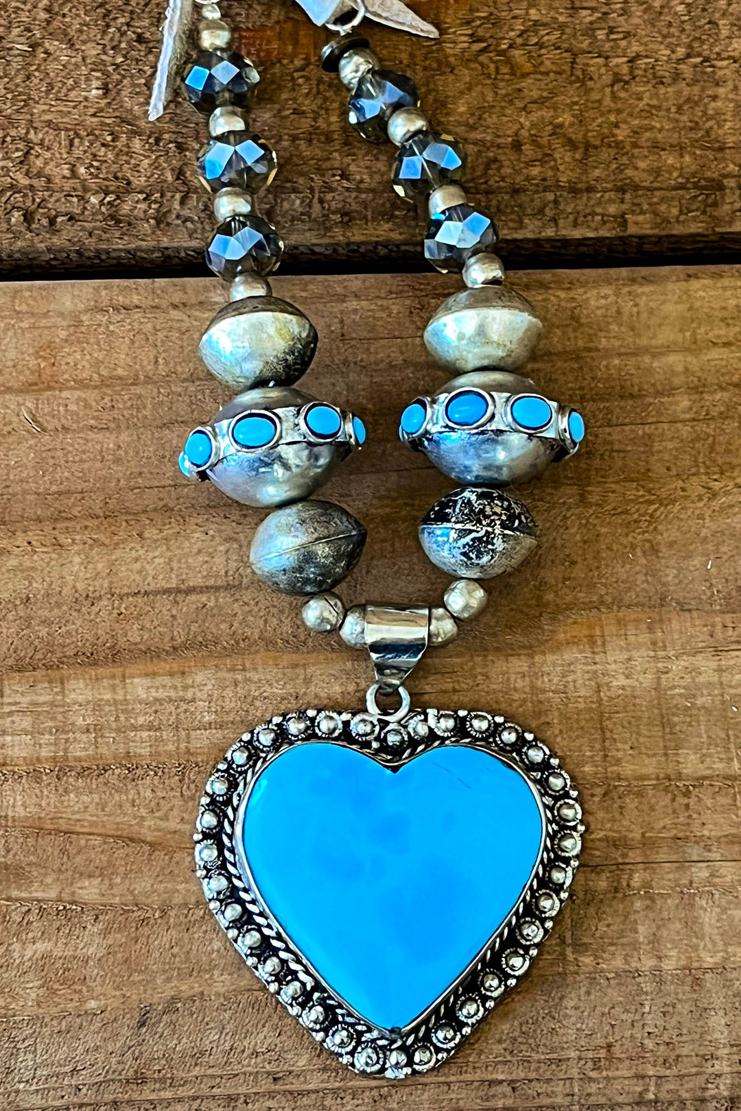 Fairytale Heart Blue Sky Natural Stone Necklace