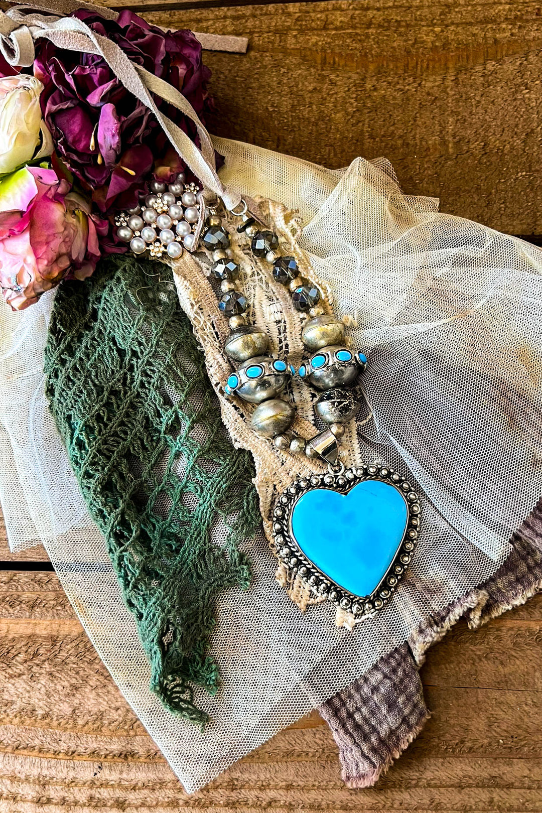 Fairytale Heart Blue Sky Natural Stone Necklace