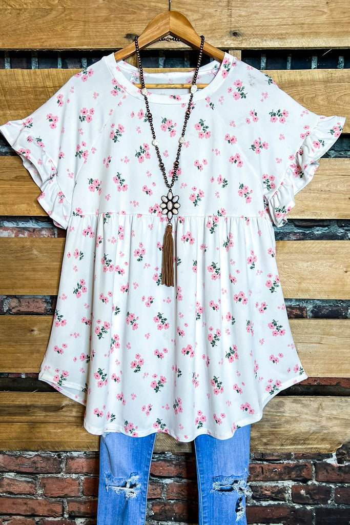 SWEET BLOSSOMS OFF WHITE FLORAL TOP