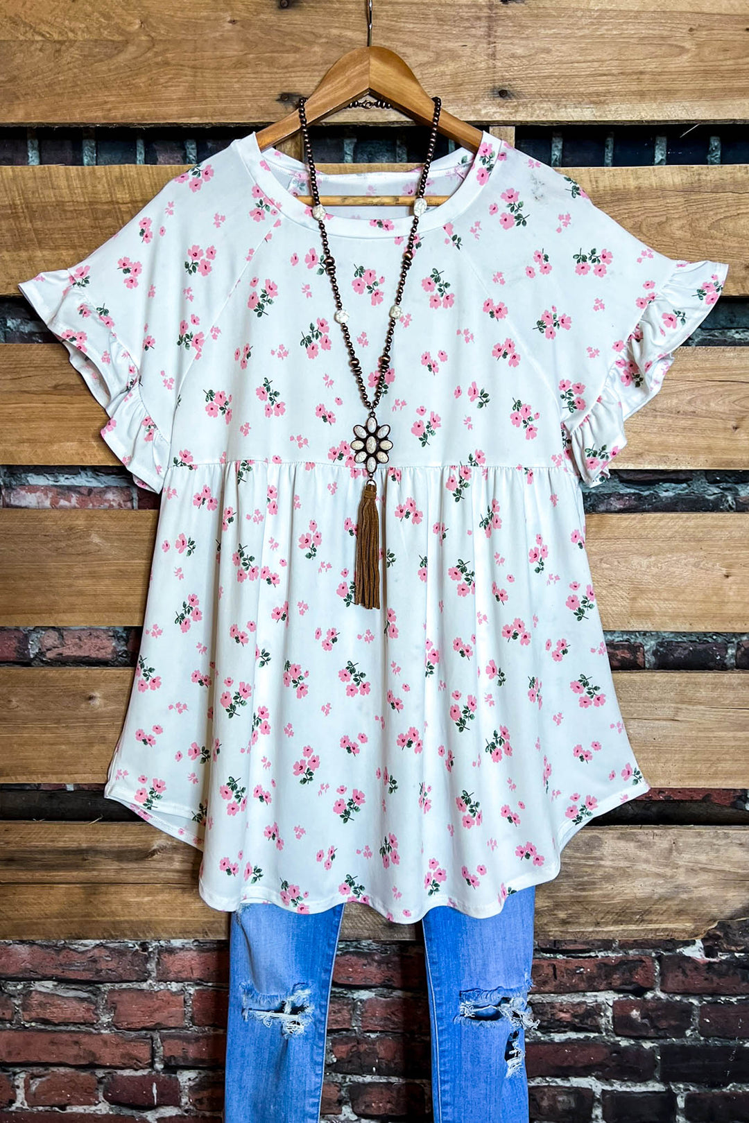 Blooming Love  White Floral Babydoll Top