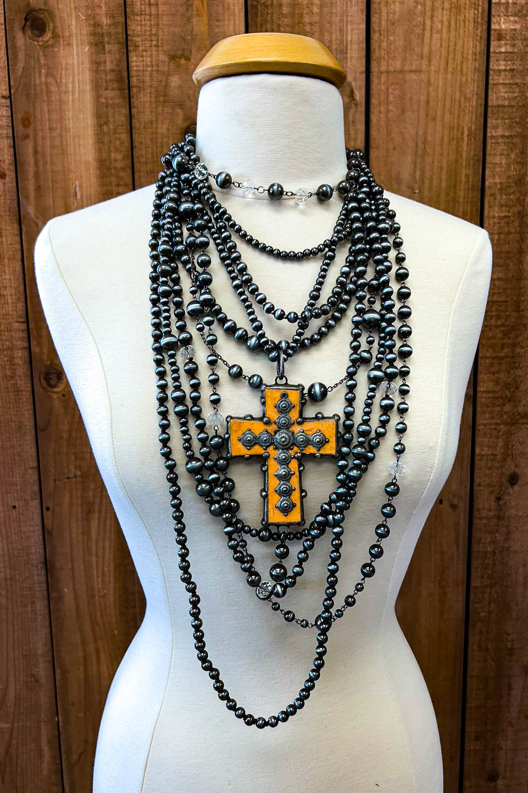 Layers of Love Natural Stone Cross Necklace