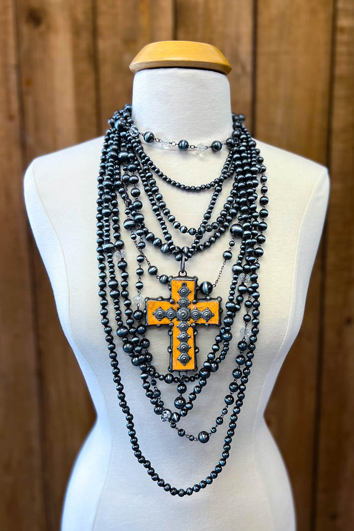 Layers of Love Natural Stone Cross Necklace