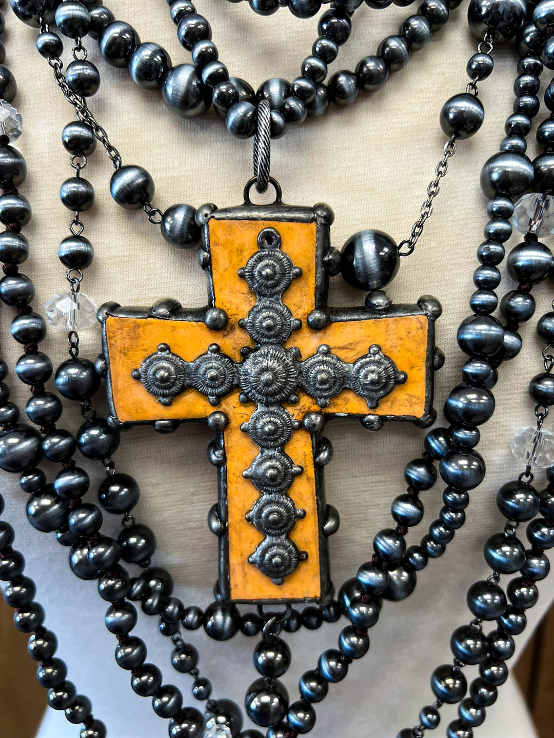 Layers of Love Natural Stone Cross Necklace